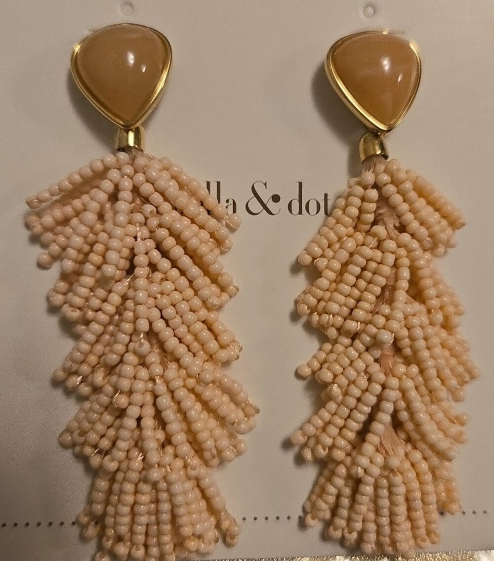 Stella & Dot Riva Pink Leaf Drop Earrings New In Box.